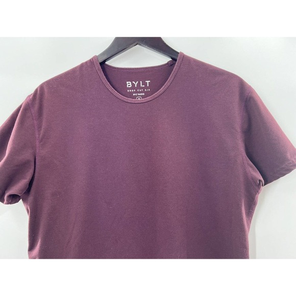 BYLT Men’s Short Sleeve Drop Cut Tee Maroon/Merlot Tee Shirt Size Medium - Picture 2 of 5